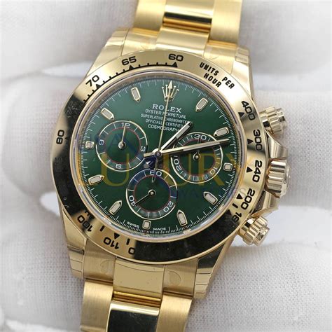 rolex cosmograph daytona gold green|rolex daytona white gold oysterflex.